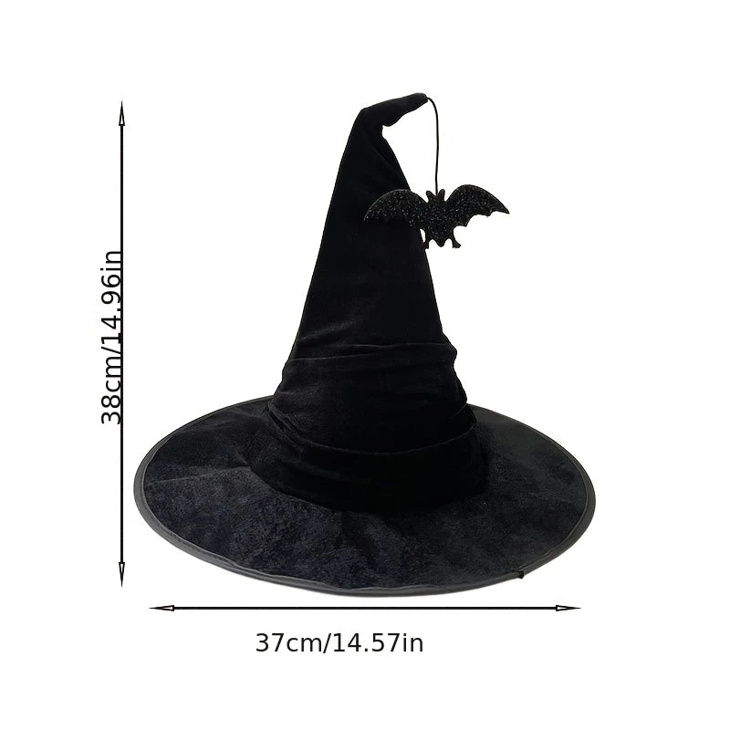 Halloween Witch Hat Costume Accessory in Velvet, Party Decor & Makeup