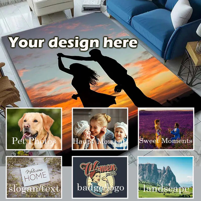Personalized Custom Photo Doormat - Indoor Floor Rug with Logo or Text, Multiple Sizes