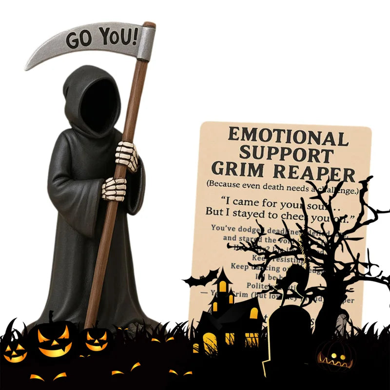 Halloween Grim Reaper Figurine Shelf Decor Gothic Fantasy Art - Multi Color