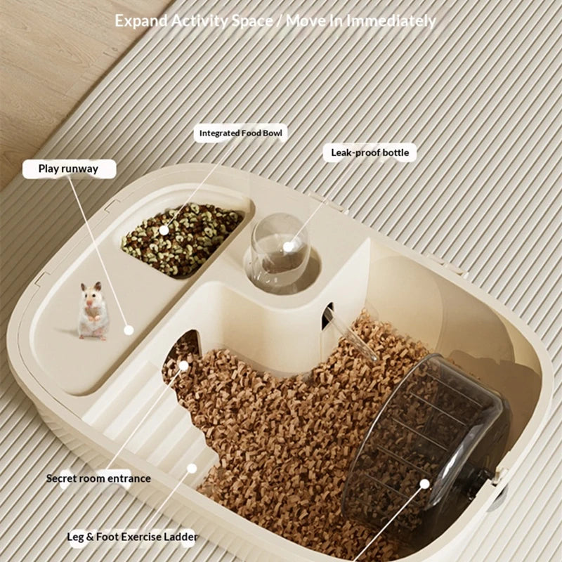 Large Capacity Hamster Cage Habitat Villa with 2-Layer Platform & Accessories