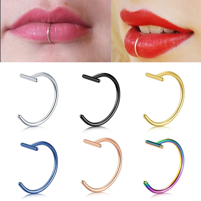 Fake Lip Nose Septum Piercing Rings Body Clip Hoop - Multiple Colors