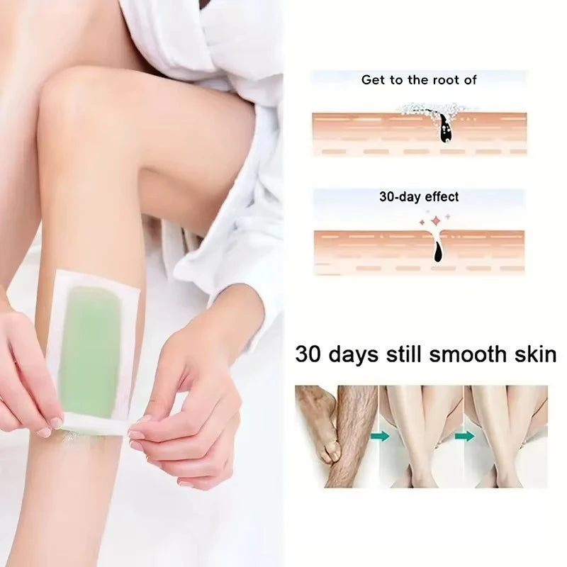 Professional Hair Removal Wax Strips Set for Legs Face Body - Cold Double Sided Paper