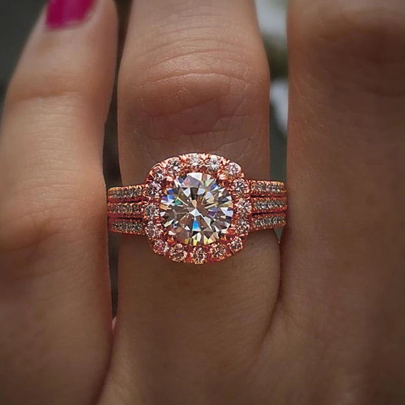 Luxury Silver Engagement Wedding Ring for Women Cushion Design Fashion Jewelry