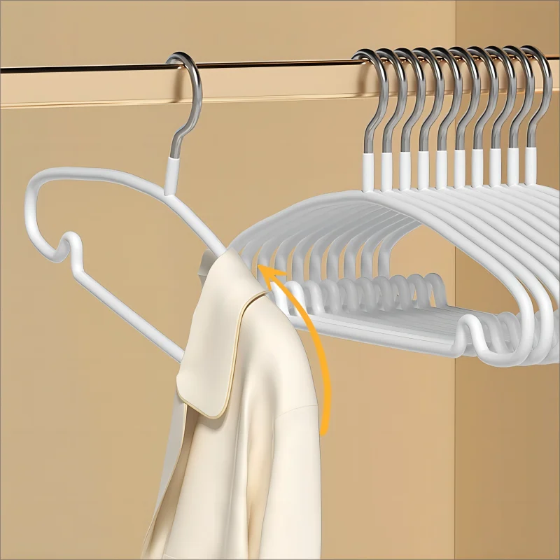 10PCS Non-Slip Clothes Hangers with Strong Steel Frame for Closet & Dorm Storage