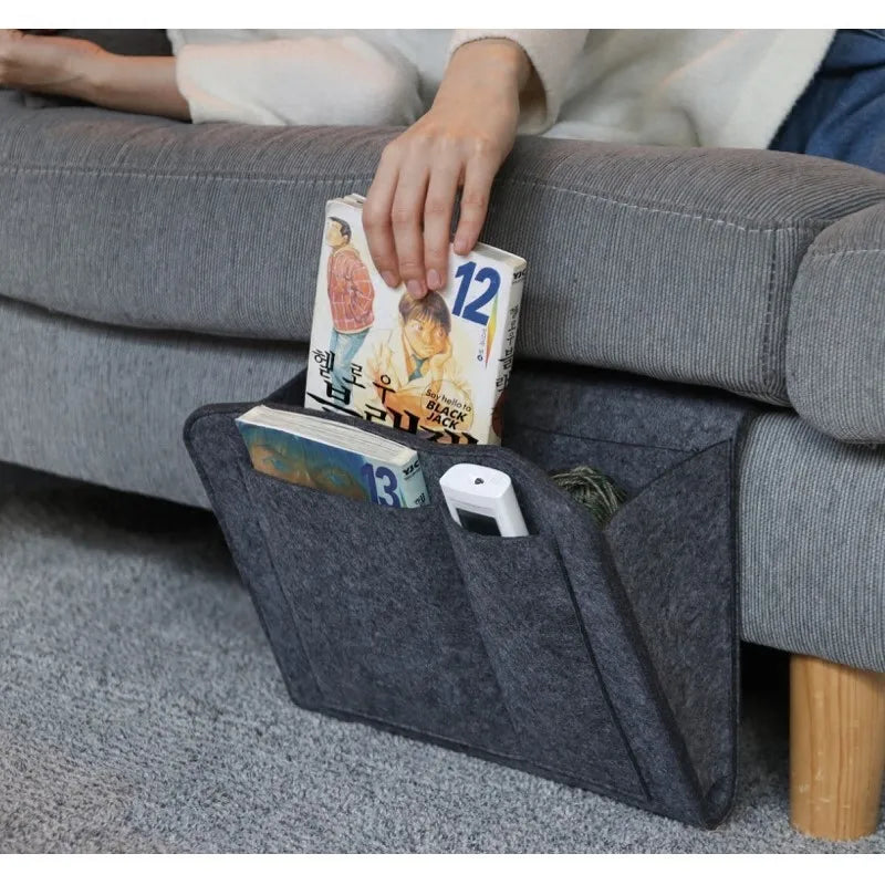 Multi-Use Storage Bag for Dorms Bed Sofa Bedroom Organizers with Felt Material