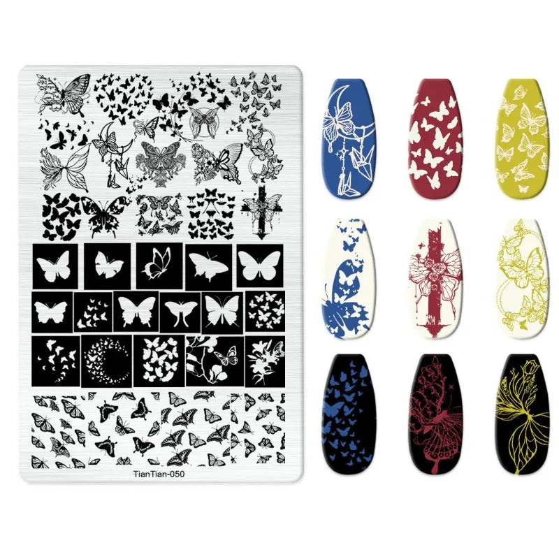 Halloween Nail Stamping Plates Skull Bat Design for Manicure Nail Art Stencil