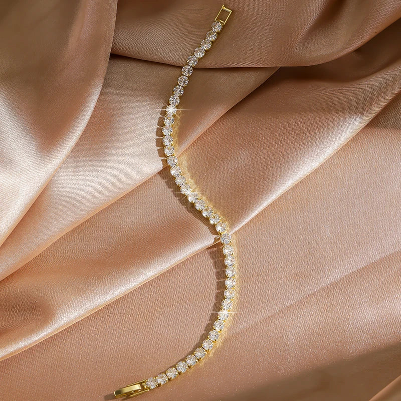 TrendMen Cubic Zirconia Tennis Bracelets for Men & Women Gold Color Jewelry Gift