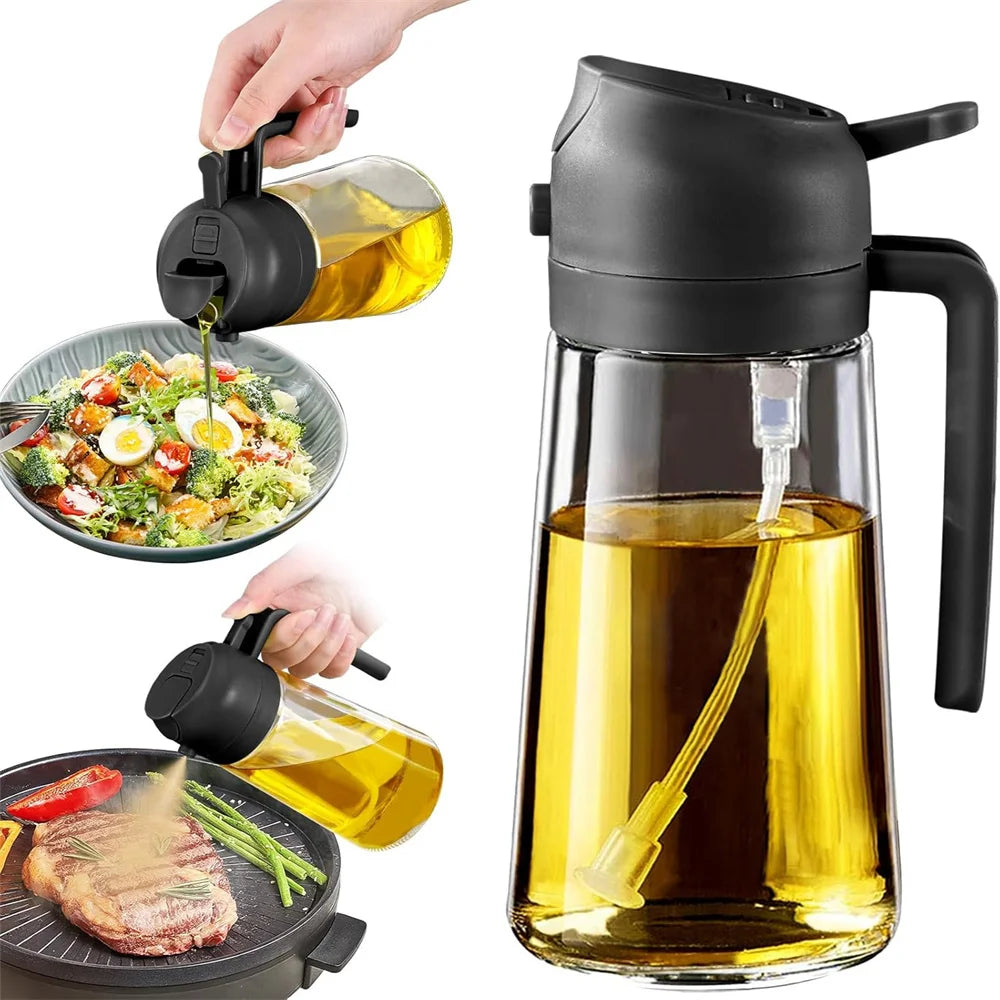 Glass Oil Sprayer Mister for Cooking - 16oz/470ml Food-Grade Dispenser with Drip-Free Pouring
