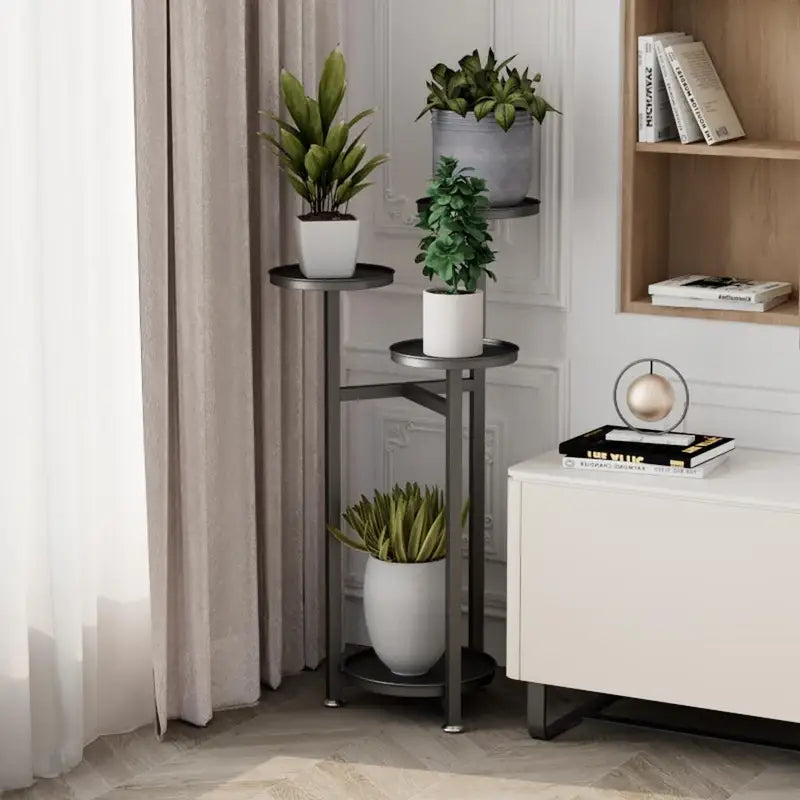 Multi-Layer Indoor Plant Stand - Metal Corner Shelf with Anti-Slip Feet