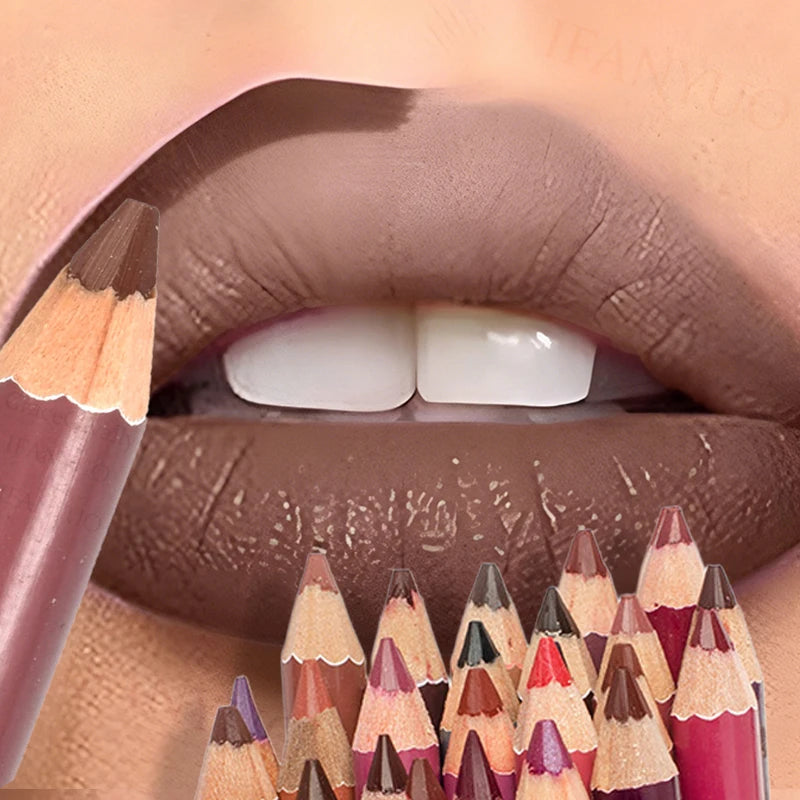 Waterproof Matte Lip Liner Pencil - Long Lasting, Non-Stick Cup, 28 Colors for Women
