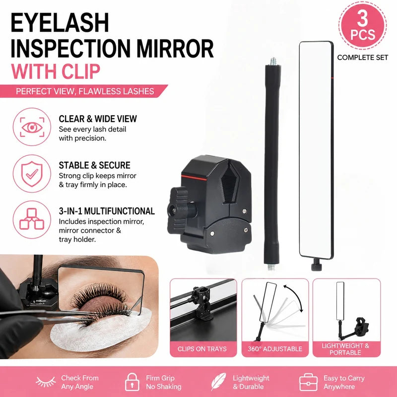 3PCS Eyelash Mirror for Extensions - HD Grafting Observation Tool for Lash Artists