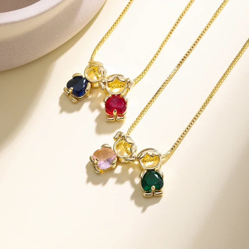 Birthstone Charm Necklace for Women - Heart Pendant with Cubic Zirconia, Gift Jewelry