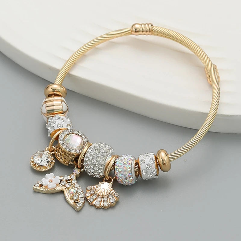 Fashion Beaded Love Bracelet for Women - Multi Element Stainless Steel Charm Jewelry