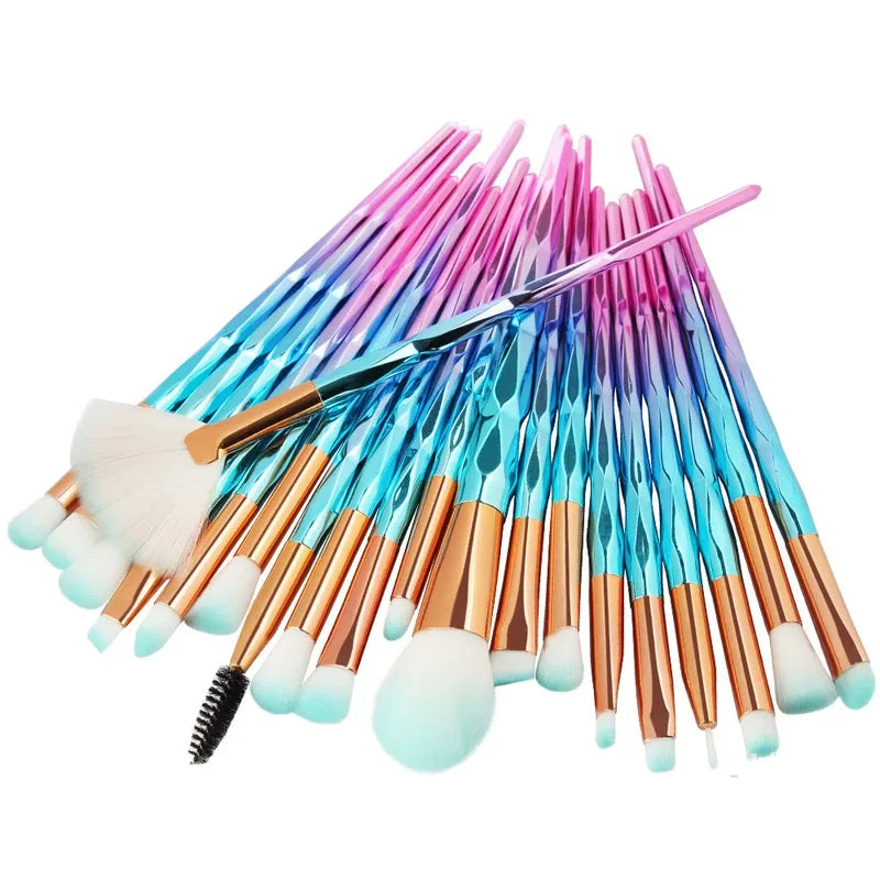 20Pcs Makeup Brush Set with Powder, Blush, Eye Shadow & Lip Brushes - Portable Cosmetic Tools