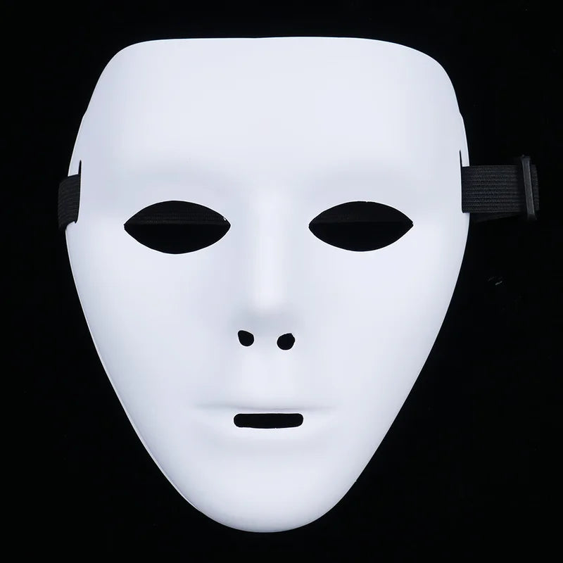 Halloween PVC White Face Mask for Parties and Cosplay - Unisex