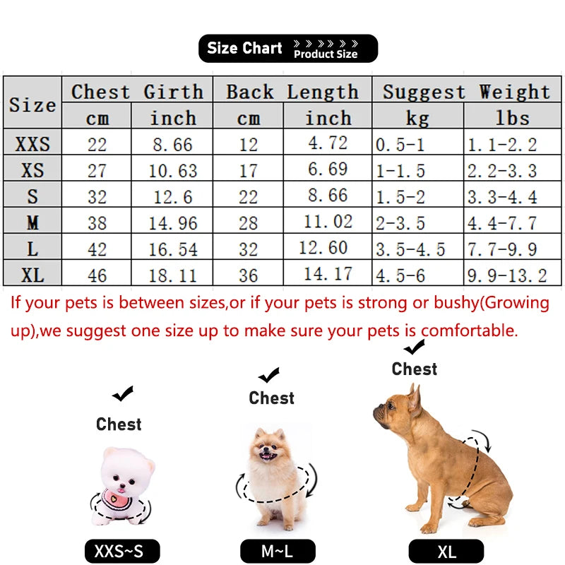Winter Dog Vest for Small Dogs and Cats - Warm Puffer Sweater with Soft Flannel