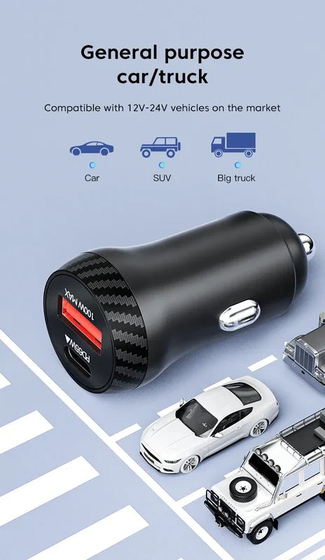 PD65W USB-C & USB-A Car Charger for iPhone Samsung Pixel 100W Max