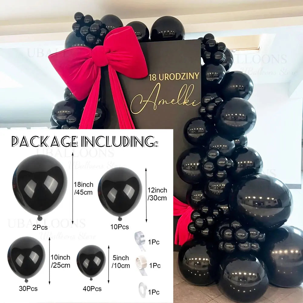Black Latex Balloons Garland Arch - 5/10/12/18 Inch Party Decor