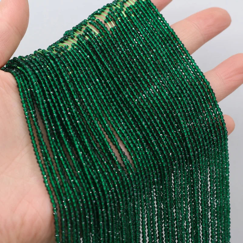 Natural Semi-Precious Spinel Beads for Jewelry Making - Dark Green, 2mm, 38cm