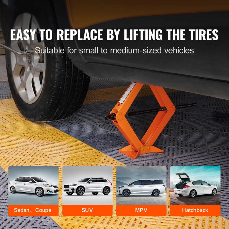 2.5 Ton Scissor Car Jack with Lift Range 3.7 to 17.1 Inches Portable Tire Jack