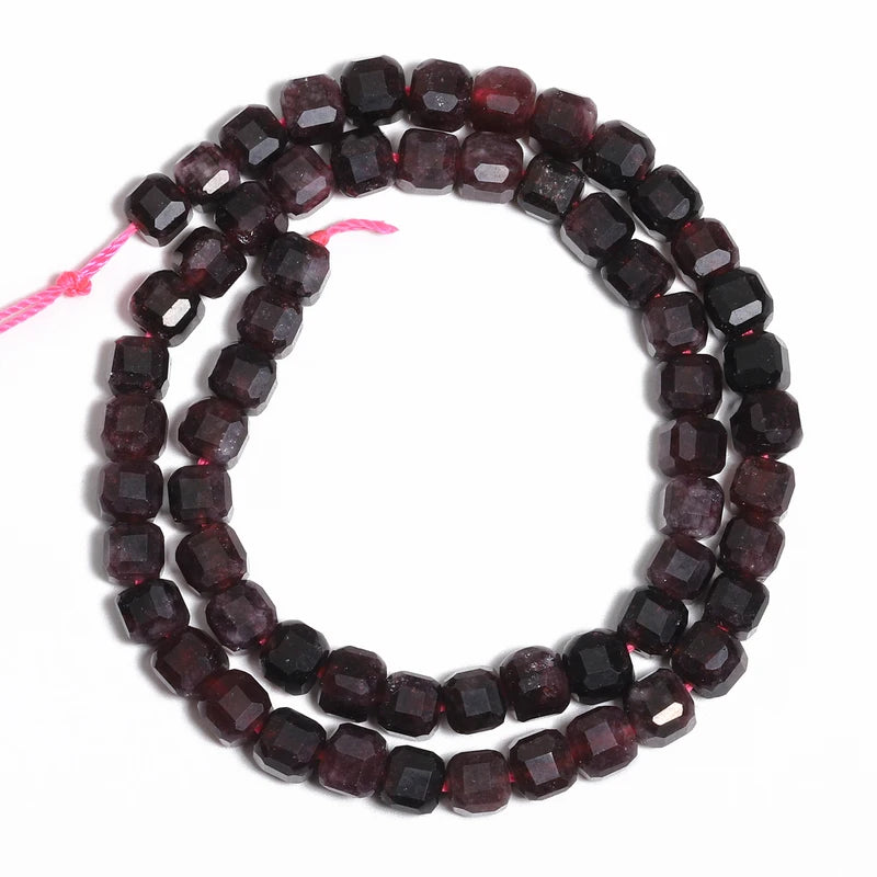 Natural Stone Garnet Beads Square Spacer Beads for Jewelry Making - Dark Red