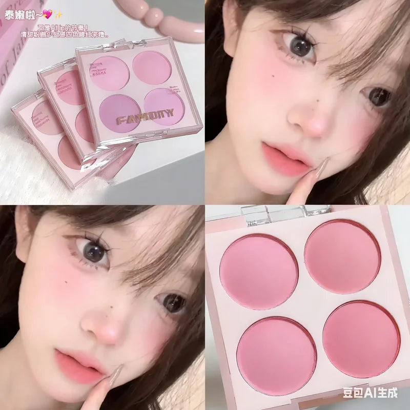 Matte Blush Powder Set - Brighten & Illuminate Face Makeup in 4 Colors