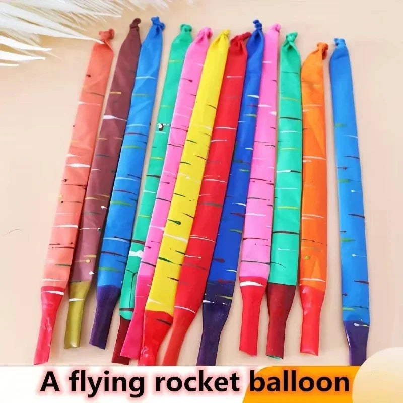 10/20pcs Mixed Color Latex Rocket Balloons Flying Squeaking Party Decorations