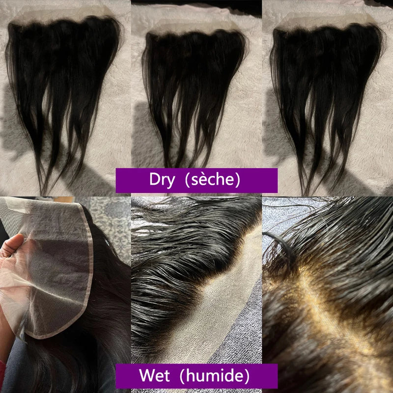 14-Inch Lace Frontal Closure Human Hair Transparent Ear-to-Ear Extensions for Women