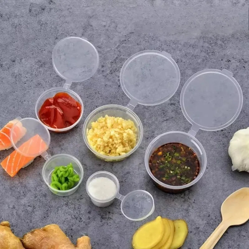 Disposable Sauce Cups with Lids - Leak-Proof Small Salad Dressing & Seasoning Containers, Bulk Pack
