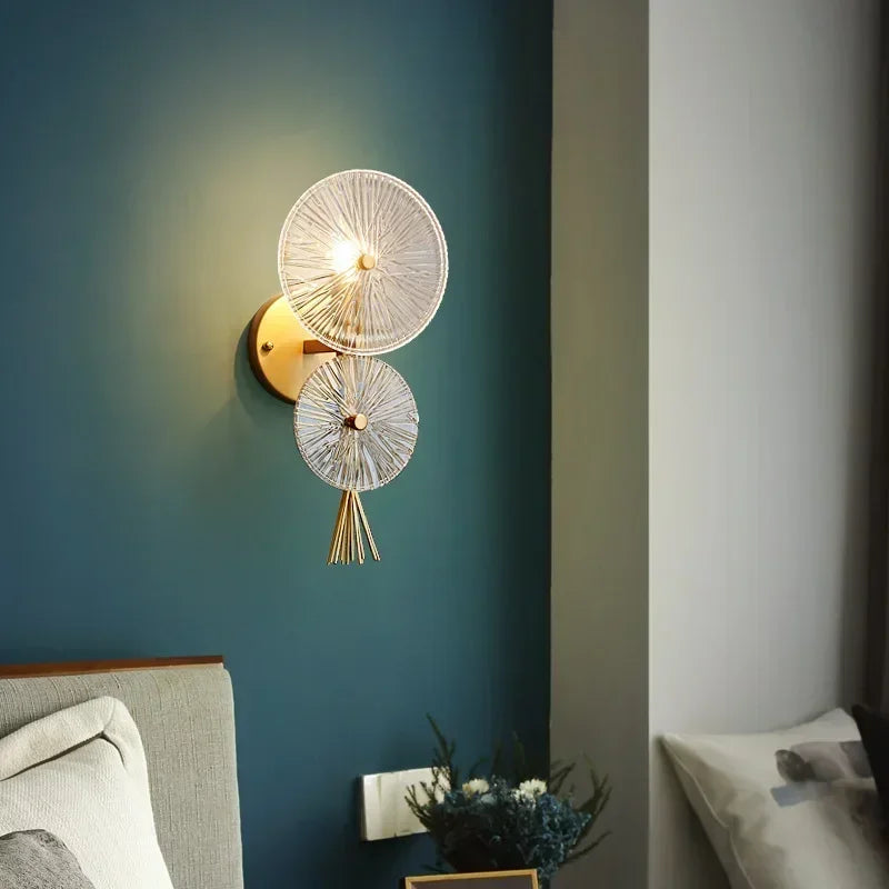 French Wall Sconce Modern Living Room Bedside Wall Lamp with Glass Shade