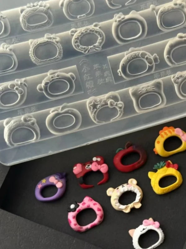 Cute 3D Nail Art Mold with Hat and Bow Tie Frame Silicone DIY Accessories