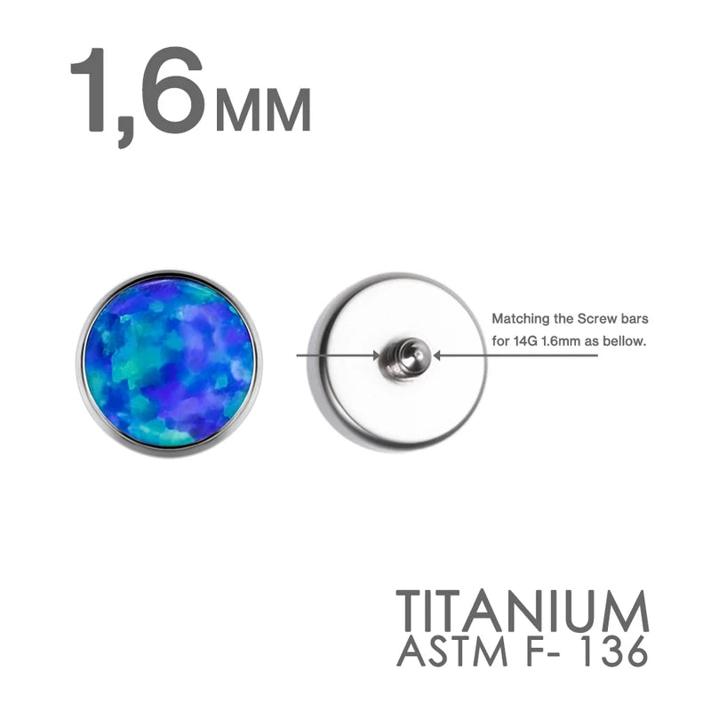 Titanium Dermal Anchors with Synthetic Opal Top - Hypoallergenic Body Jewelry 14G 3-7mm