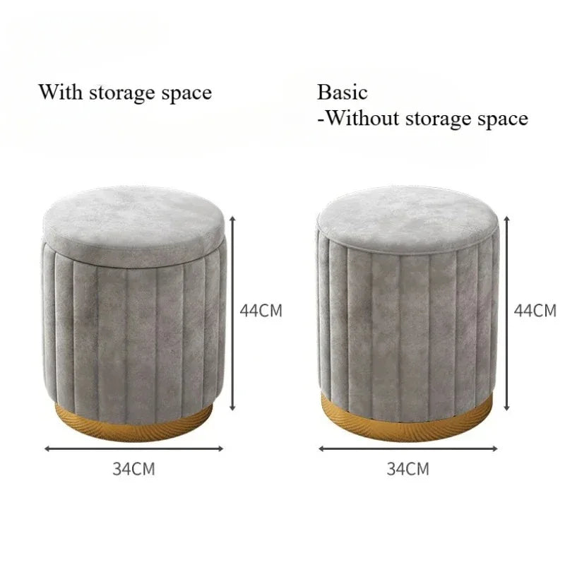 Multifunctional Round Storage Stool for Bedroom & Living Room Vanity