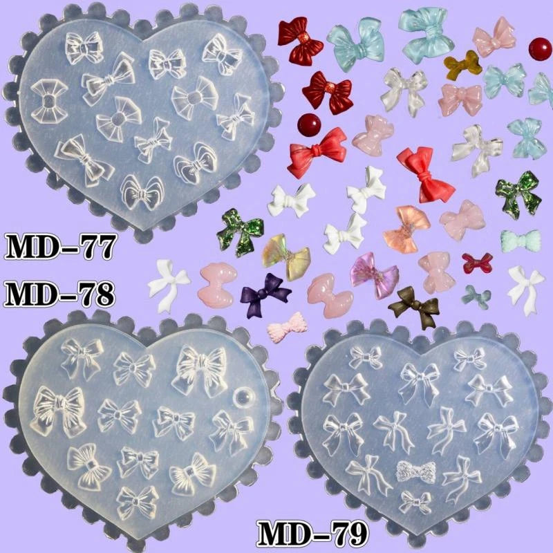 Reusable 3D Silicone Nail Art Mold for DIY Manicure Decor - Camellia Butterfly Bow