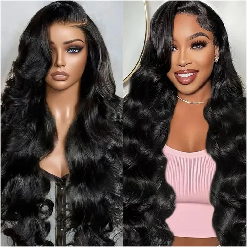 Long Body Wave Human Hair Wig 13x6 HD Transparent Lace Front 40 Inch Pre-Plucked 220 Density