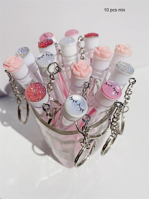 Reusable Mini Lash Comb Tube Keychain - Portable Eyelash & Mascara Brush