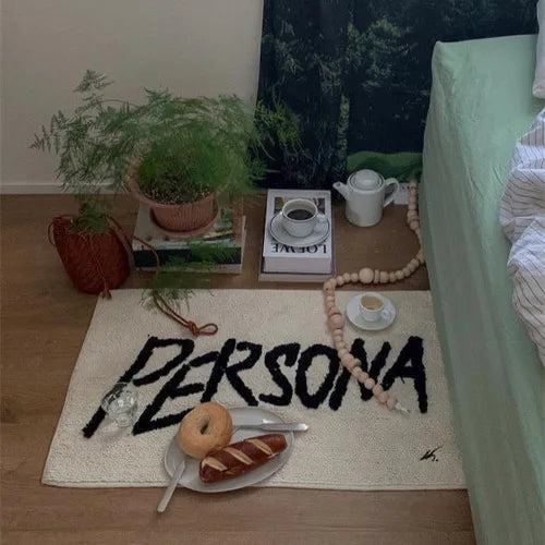 Retro Black French Style Area Rug for Living Room Bedroom Entrance Mat - 80x50cm