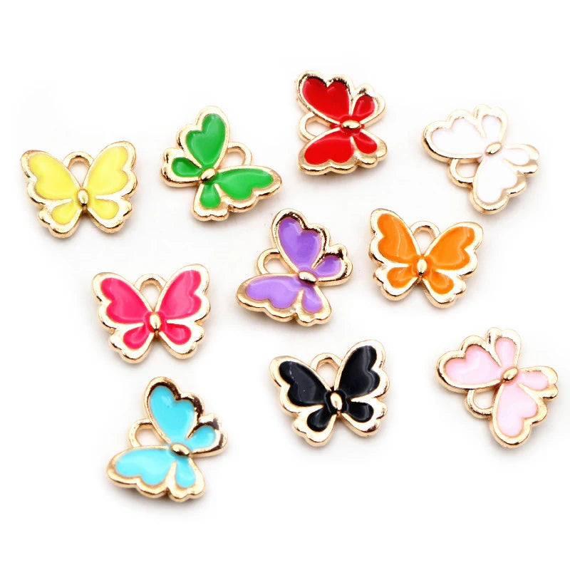 20pcs Butterfly Charms Pendant Enamel Alloy Jewelry Making Accessories