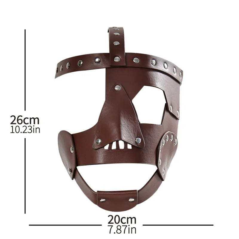 Vintage Claret Leather Mask Medieval Renaissance Costume Mask for Halloween Cosplay