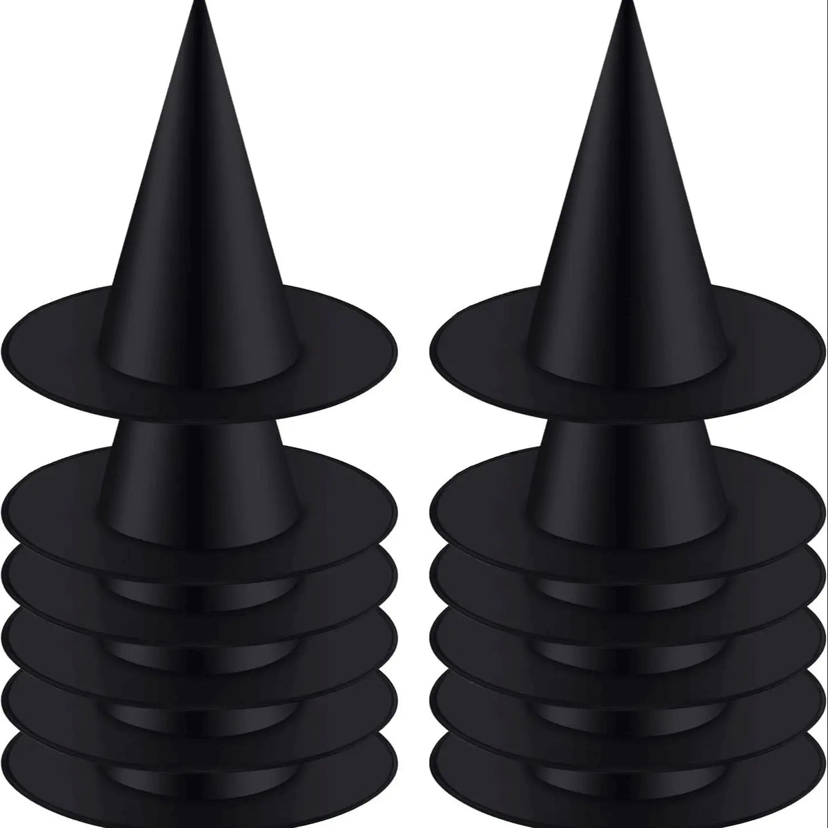 12 Pack Halloween Witch Hat Costume Accessories - Black, Collapsible & Durable