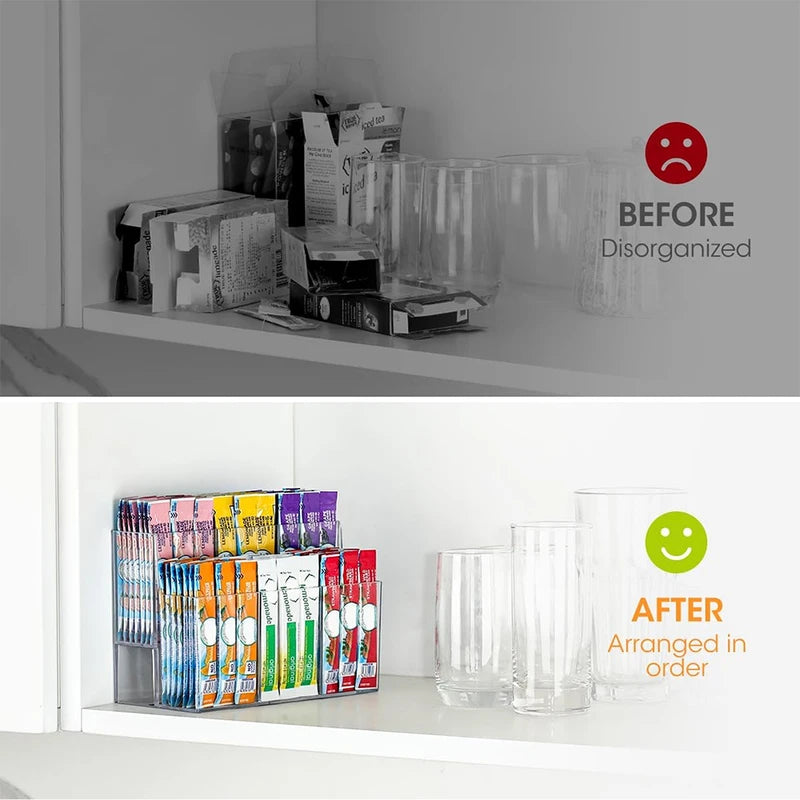 Acrylic Desktop Organizer for Tea Bags Coffee Station Storage Box Multi-Functional Home & Office Use