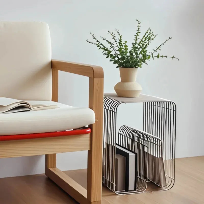 Modern Scandinavian Metal Coffee Table with Storage - Minimalist Living Room Side Table