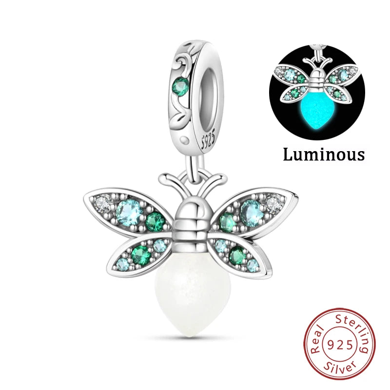 DIY Silver Bracelet Charms Set with Owl Sea Turtle Octopus & Blue Zircon - Multiple Colors