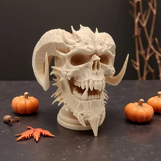 3D Skeleton Demon Statue Half-Body Resin Model Gothic Desktop Ornament Halloween Christmas Gift