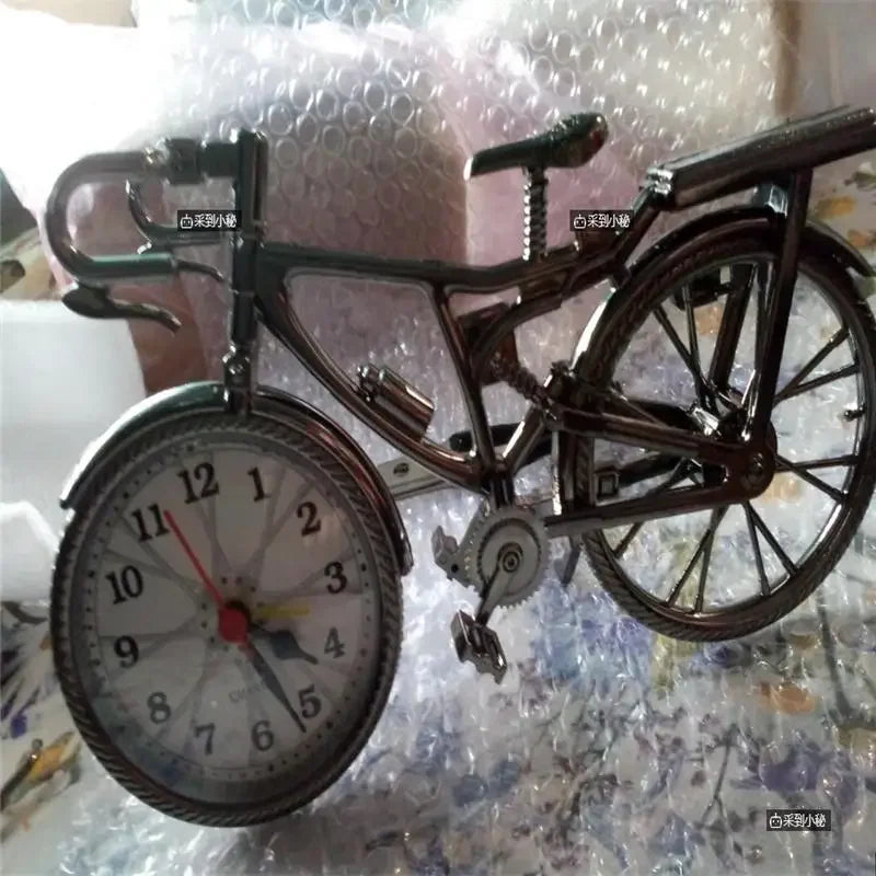 Retro Bicycle Alarm Clock Set Table Clock European American Style Grey
