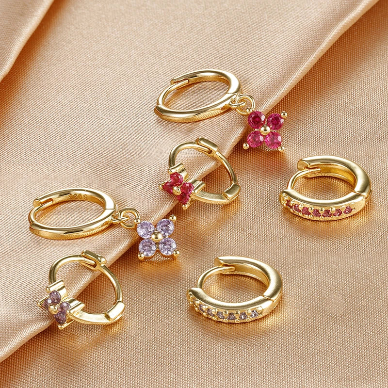 3PCS Small Hoop Earrings Set for Women - Geometric Zircon Jewelry, Wedding & Cartilage Piercing