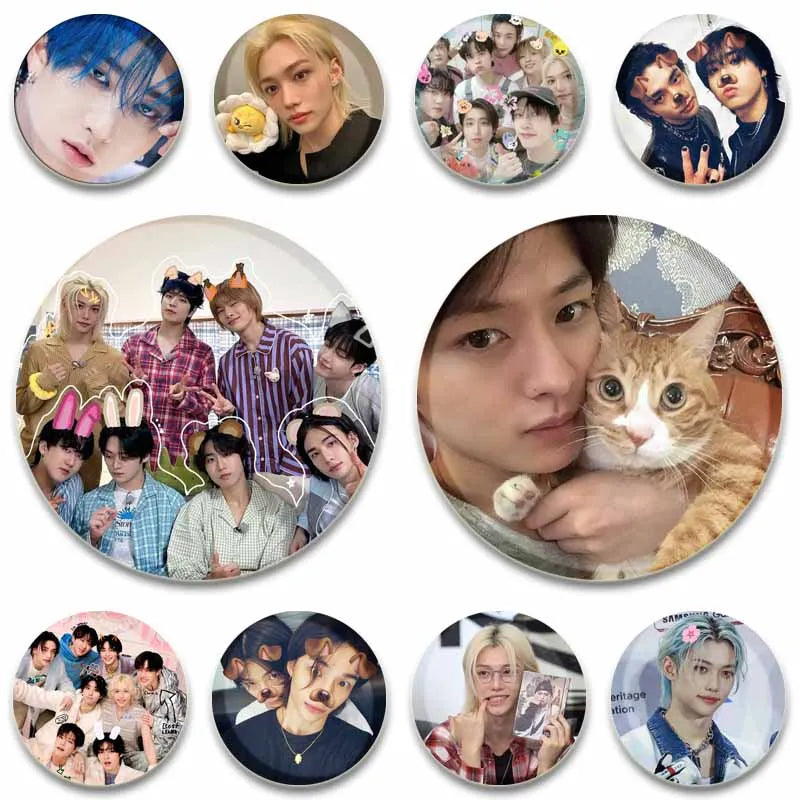 Kpop Boys Band Coin Brooch Pins for Clothes Backpack Wallet Accessories Fans Collectibles