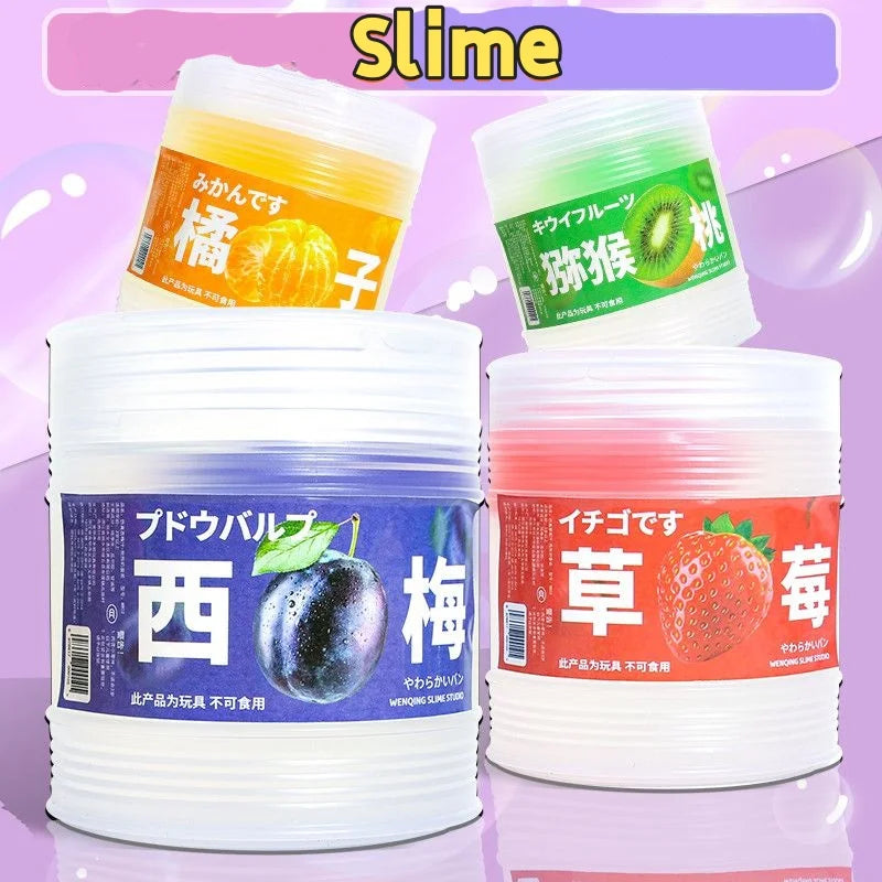 300ML Fake Fruit Juice Slime Bubble Gel Bucket Stress Relief Toy - Non-Toxic, Color Variants