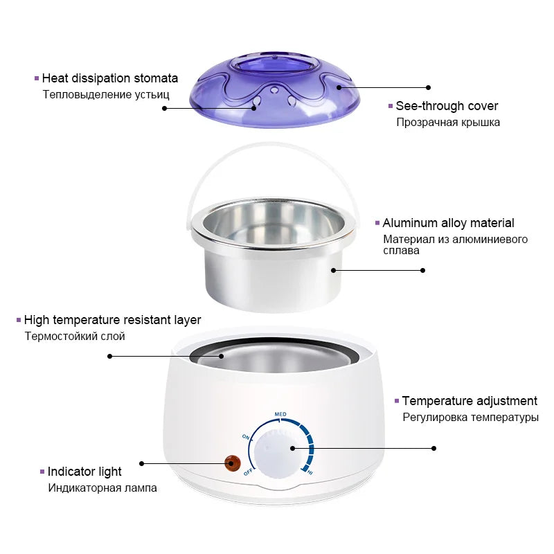 Wax Heater for Hair Removal Waxing Warmer Dipping Pot Machine - Multiple Colors