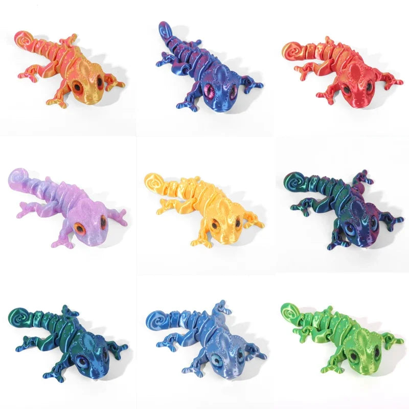 3D Printing Chameleon Figures with Multi-Joint Movable Eyes for Home Decor and Kids Gifts